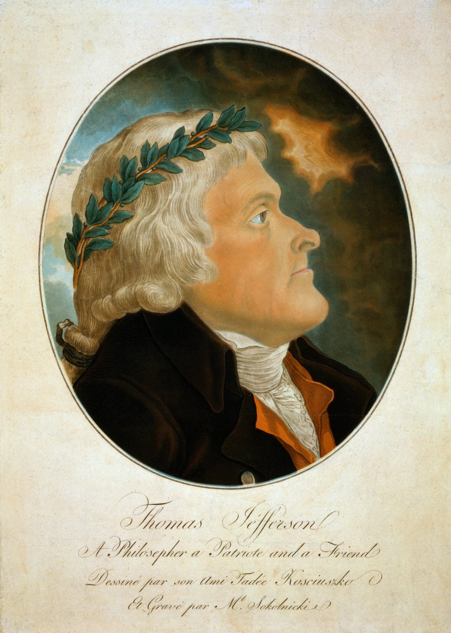 Profilový portrét Thomase Jeffersona, kolem roku 1799 (akvatinta) od Polish School