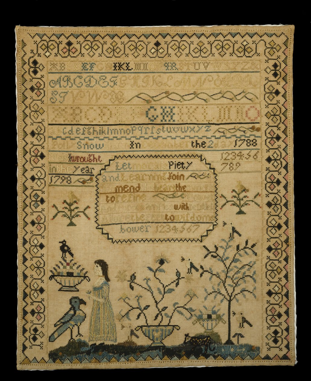 Sampler, 1798 (hedvábí na plátně) od Polly Snow