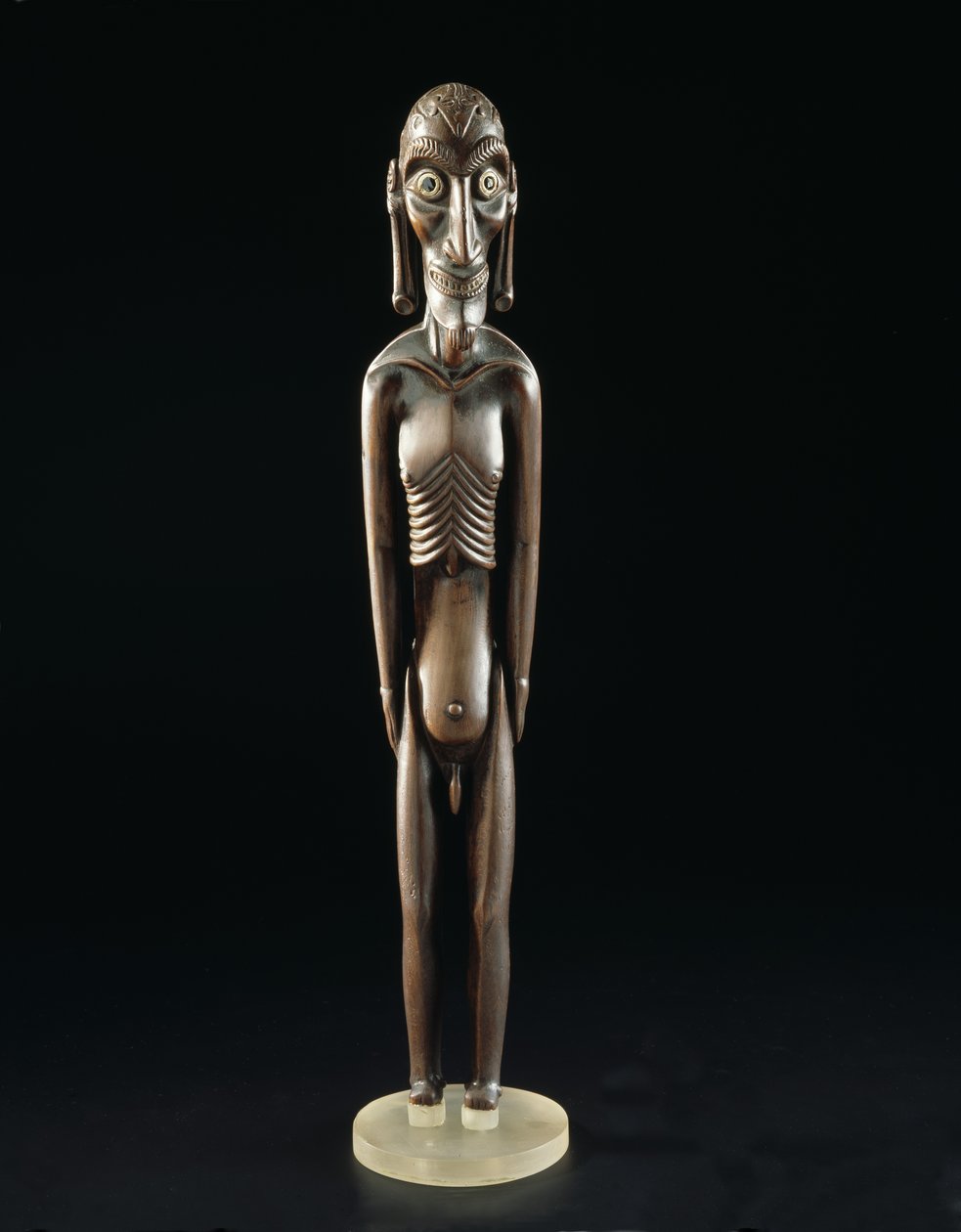 Dřevěná figurka vyřezaná ve tvaru muže, z Velikonočního ostrova, před rokem 1894 (dřevo a obsidián) (podrobnosti viz 141970) od Polynesian