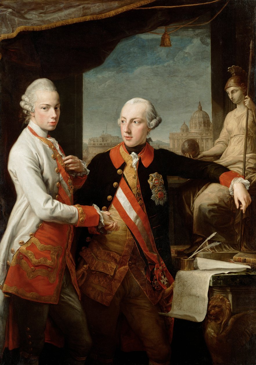 Císař Josef II. S velkovévodou Pietrem Leopoldem Toskánským od Pompeo Batoni