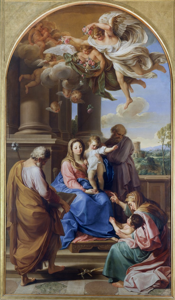 Madona s dítětem se svatými Josefem, Zachariášem a Alžbětou a Svatým Janem od Pompeo Girolamo Batoni