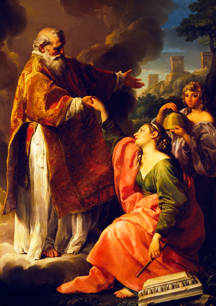 San Marino vyvolává republiku, Pompeo Batoni (1708-1787), malba. od Pompeo Girolamo Batoni