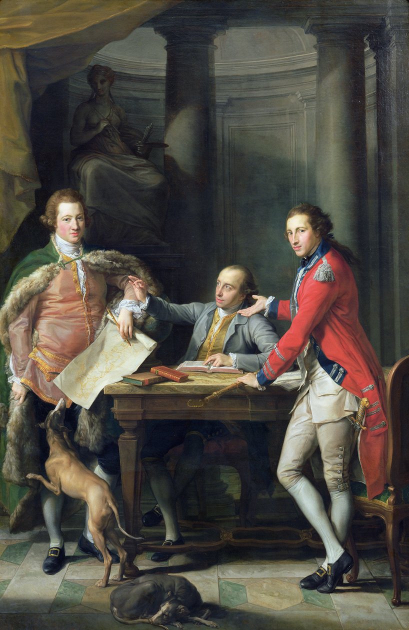 Sir Watkin Williams-Wynn (1748-1989), Thomas Apperley (1734-1819) a kapitán Edward Hamilton od Pompeo Girolamo Batoni