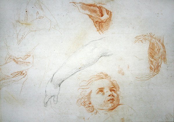 Studie k extázi sv. Kateřiny Sienské (červená a černá křída na papíře) od Pompeo Girolamo Batoni