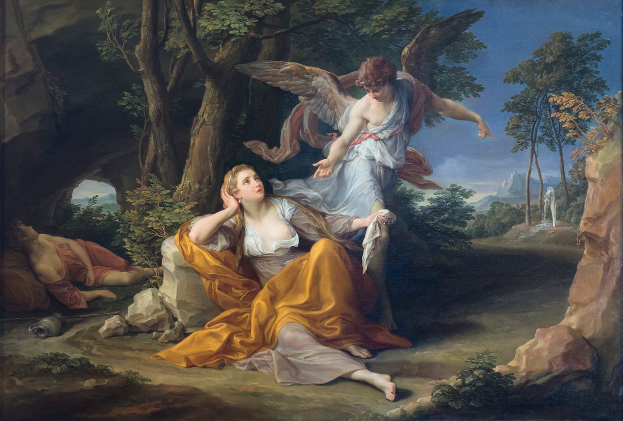 Zjevení anděla Hagar v poušti od Pompeo Girolamo Batoni