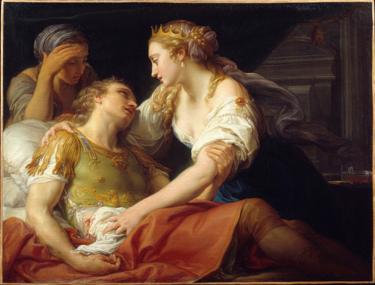 Smrt Marca Antoina římský politik a generál Marc Antoine (Marcus Antonius) (83-30 př.nl) zemřel v náručí Kleopatry. Obraz Pompea Batoniho (1708-1787) 1760 Brest, Muzeum výtvarných umění od Pompeo Girolamo Batoni