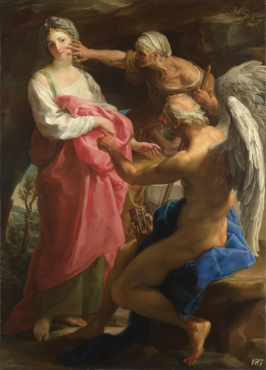Čas přikazuje Old Age zničit Krásu, 1746 od Pompeo Girolamo Batoni