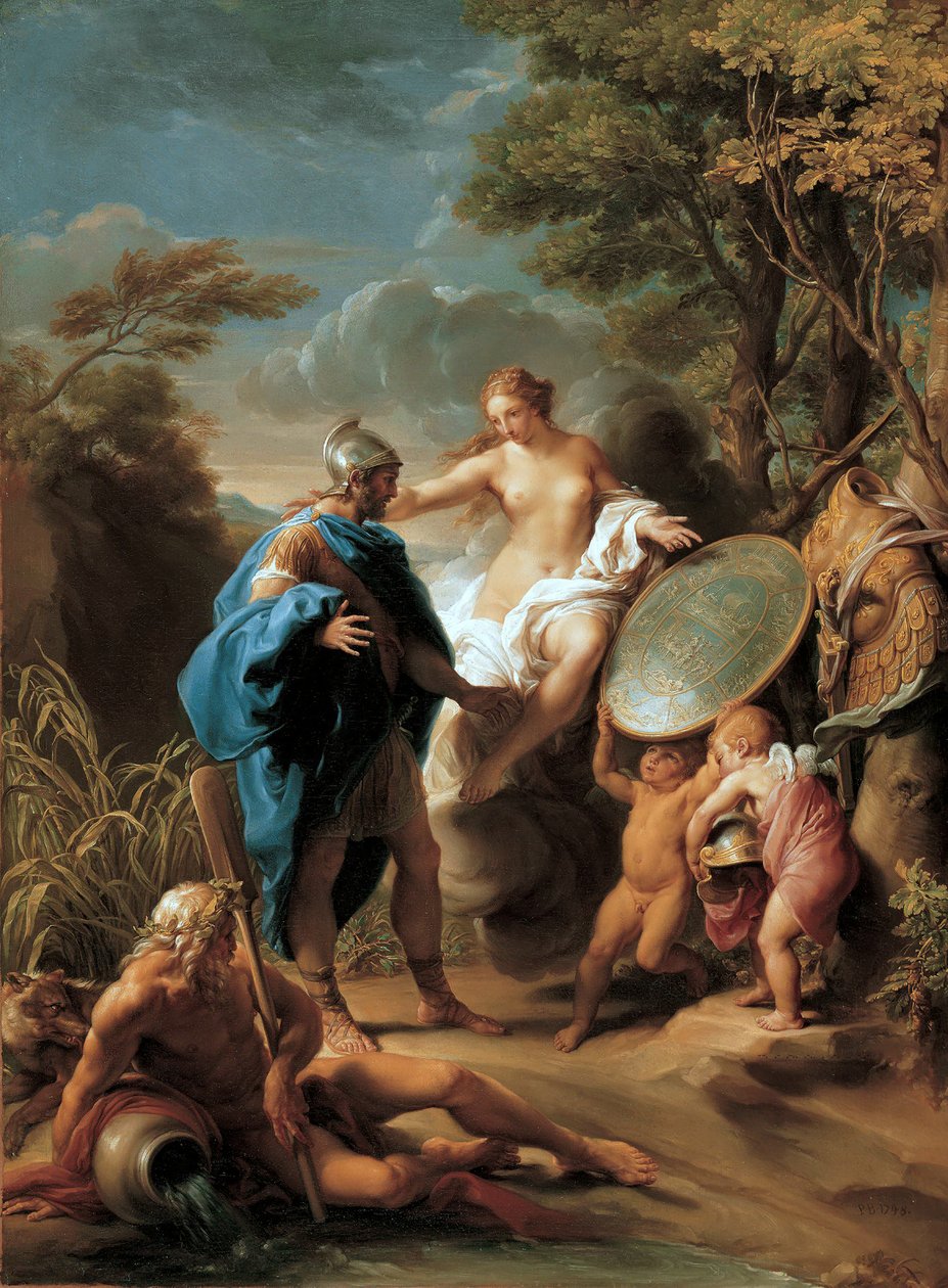 Venuše představuje Aeneovi brnění ukované Vulkánem od Pompeo Girolamo Batoni