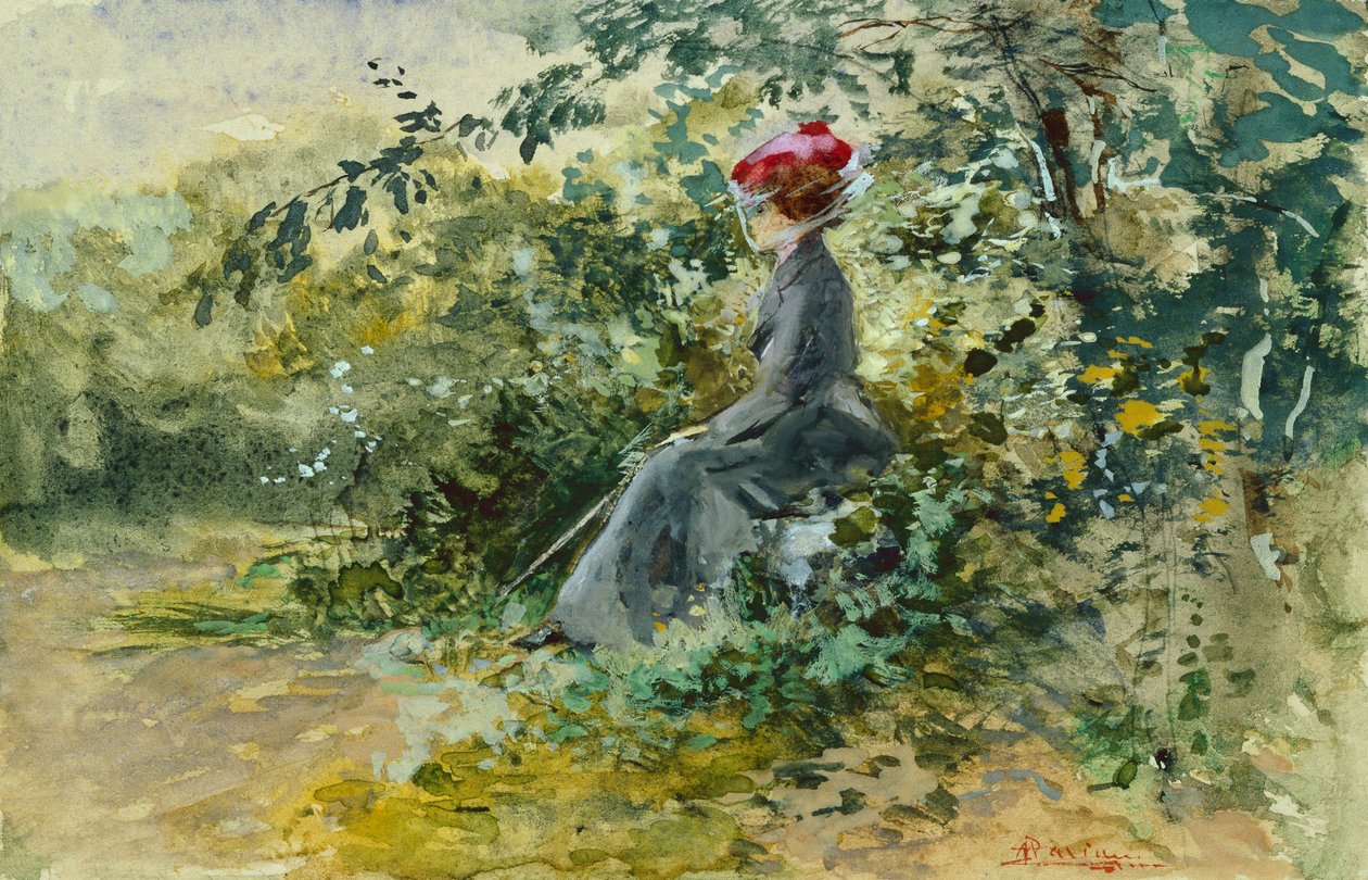 Chvíle odpočinku (akvarel a tělová barva) od Pompeo Mariani