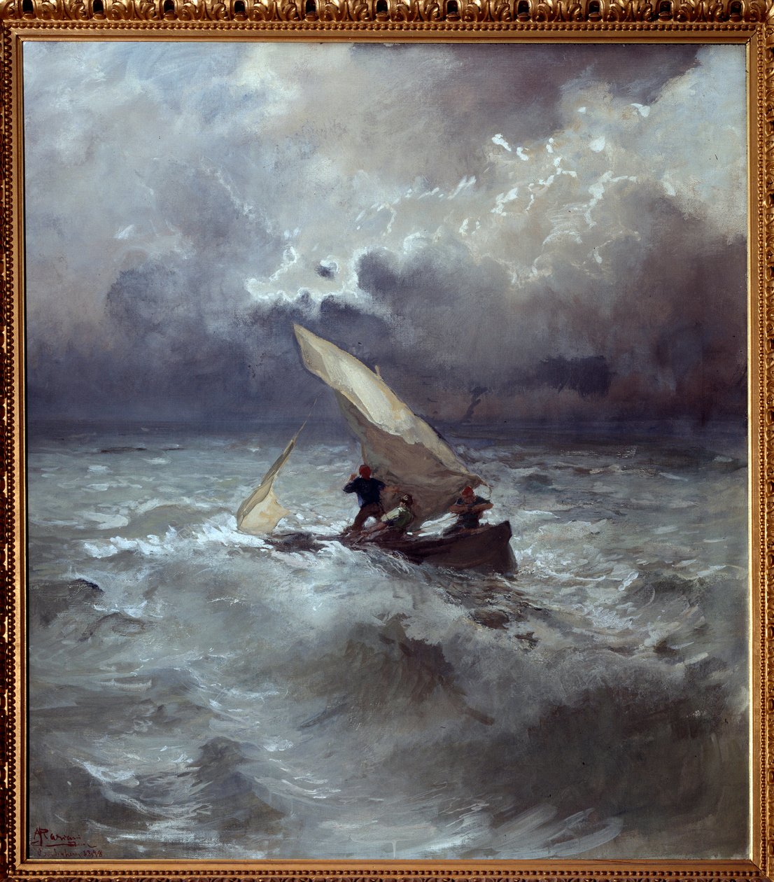 Tempete en mer (Bouře na moři) Malba Pompea Marianiho (1857-1927) 1898 Rozměr 145x135 cm Genes, Galleria d