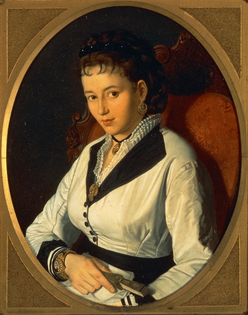 Portrét mladé ženy (olej na plátně) 1840-1869 od Pompeo Molmenti