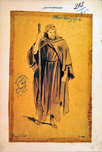 Kostýmní návrh pro roli Tannhausera v opeře Tannhauser od Richarda Wagnera (1813-83) od Ponomarev Ponomarev