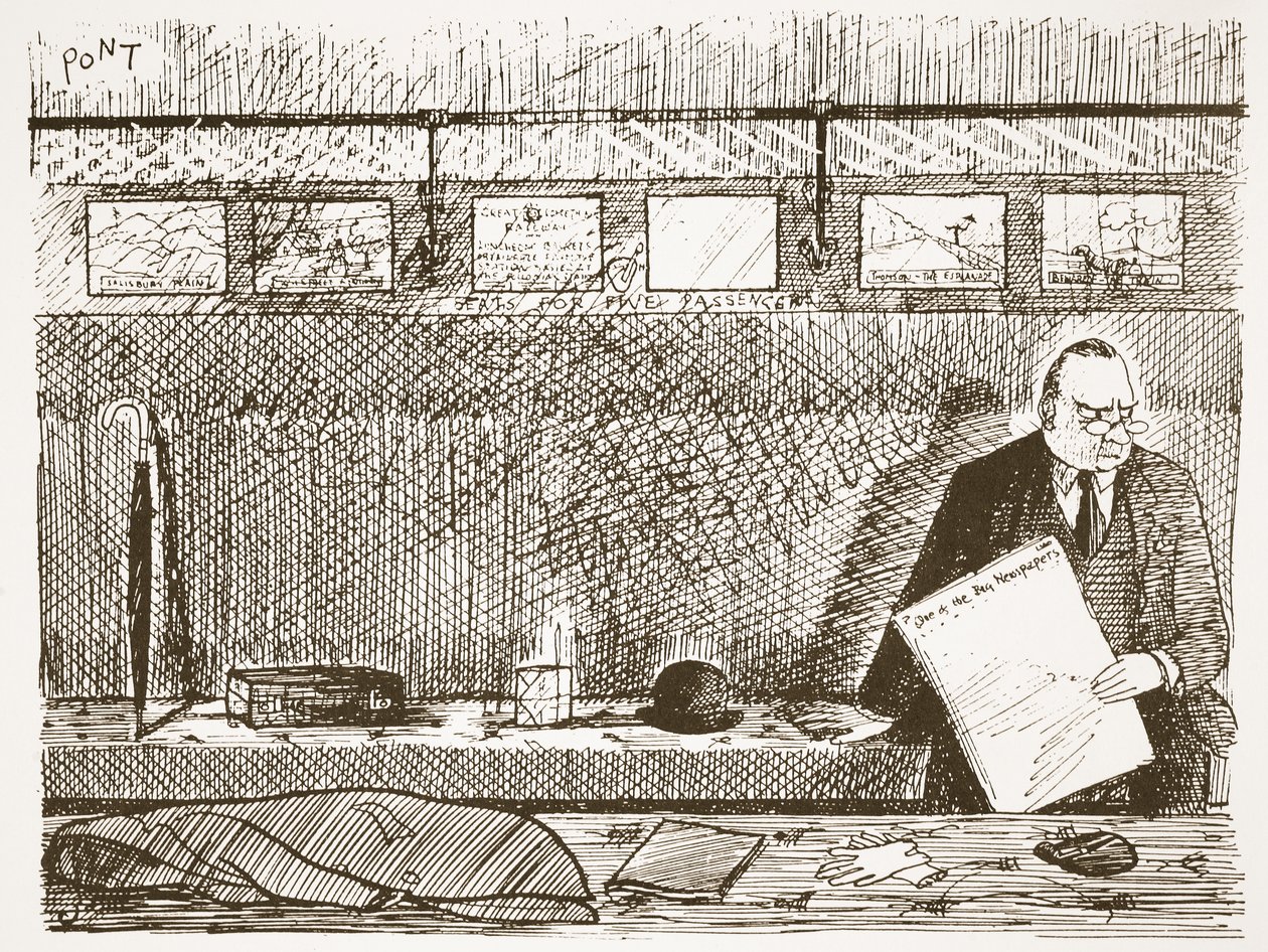 Láska k cestování o samotě, ilustrace z „Pont: Výpověď o životě a díle velkého umělce Punch“ od Pont
