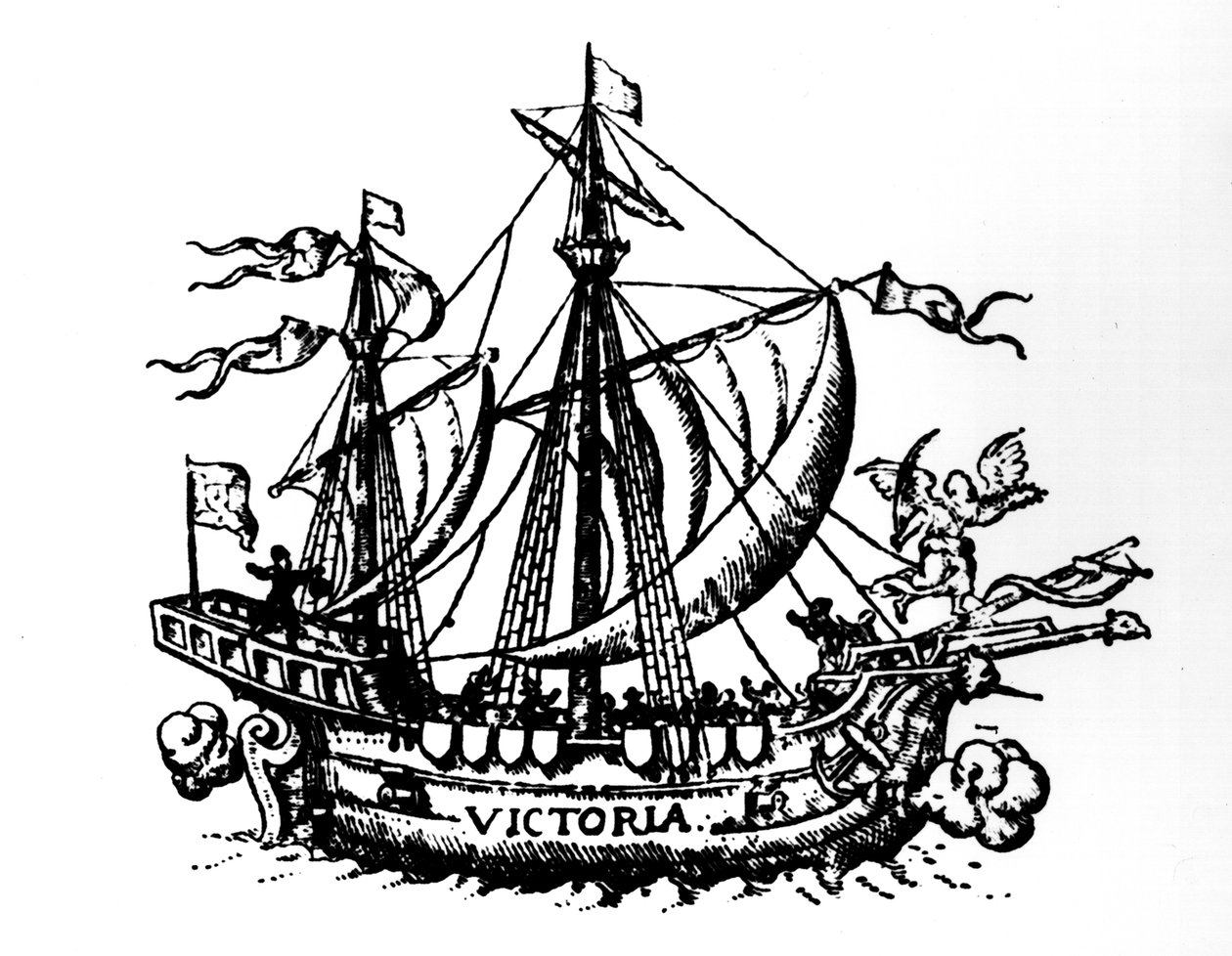 Loď Ferdinanda Magellana "Victoria", která jako první obeplouvá svět od Portuguese School