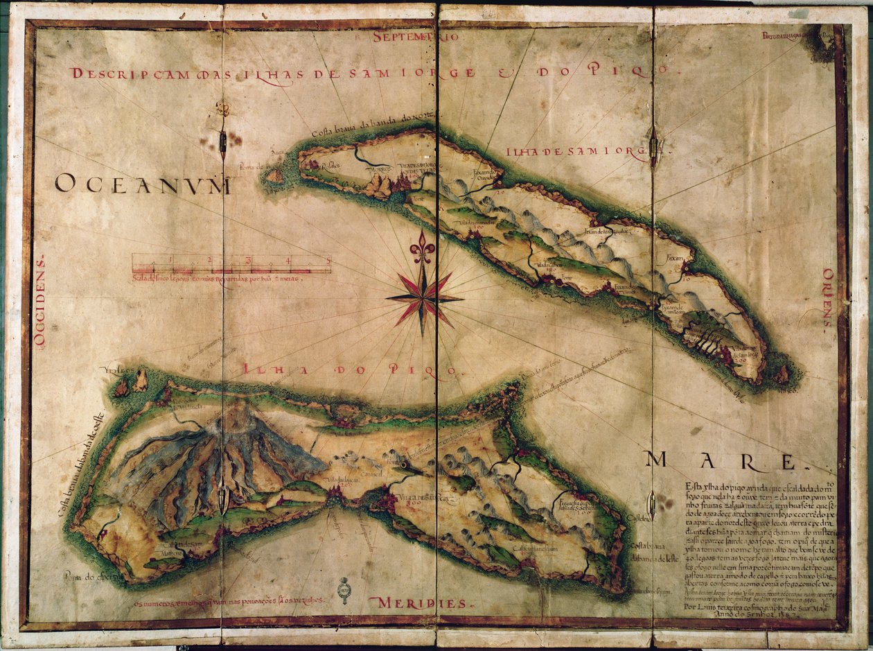 Zeměpisná mapa Azor, 1587 od Portuguese School