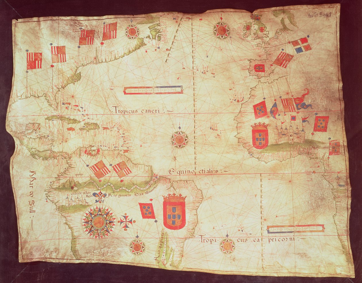 Mapa Atlantského oceánu, c.1550 od Portuguese School