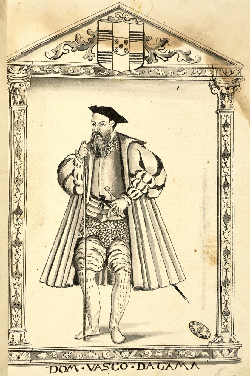 Vasco da Gama (asi 1469-1525) z „Legends of India“ od Gaspara Correi, 1520 od Portuguese School