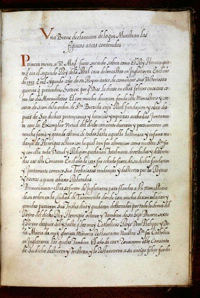 Stránka z dějin putování syonských jeptišek, sepsaných v Lisabonu na počátku 17. století (pergamen). od Portuguese School