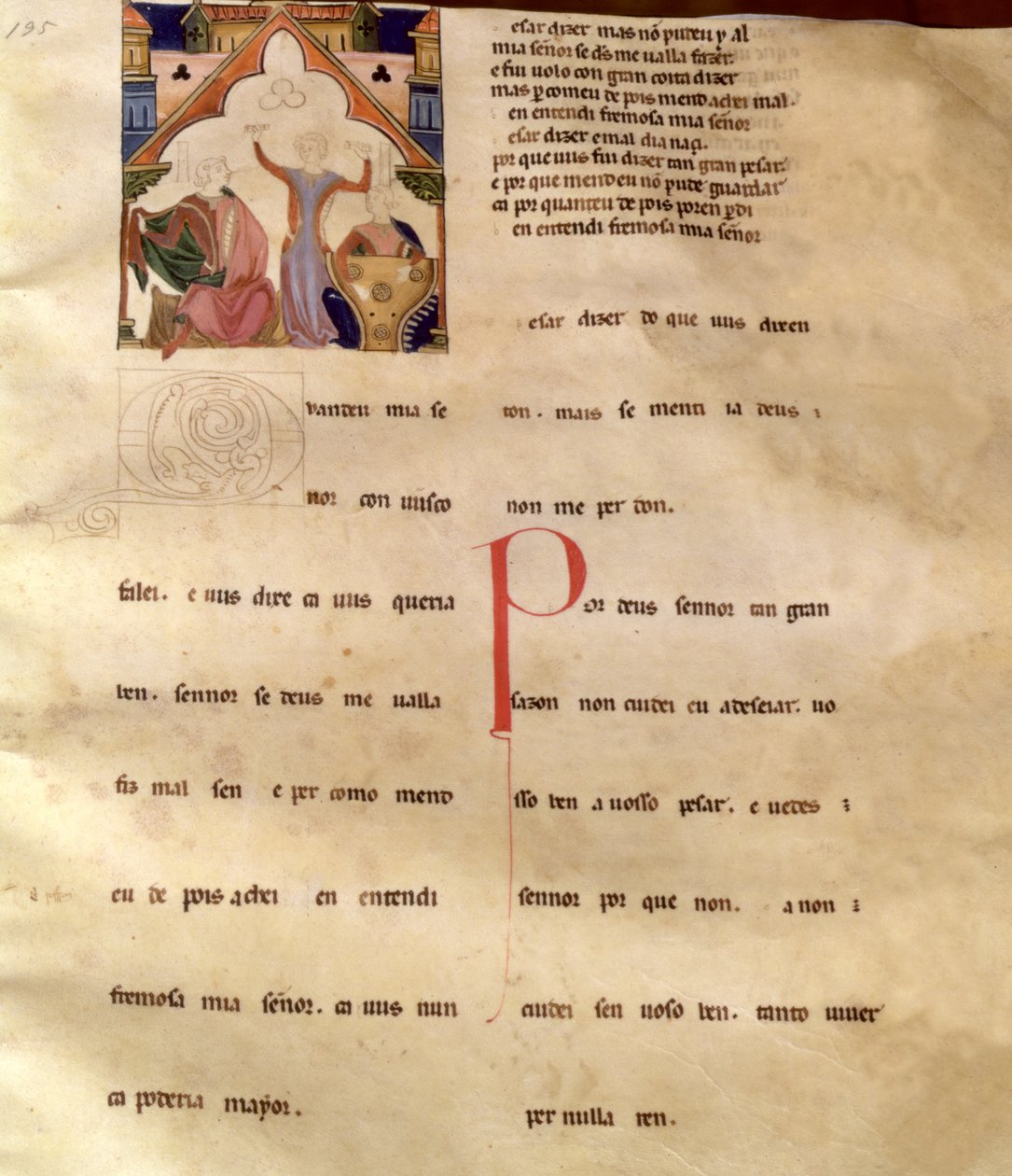 Ajuda Song Verses, Strana 195R, 13.-15. století od Portuguese School