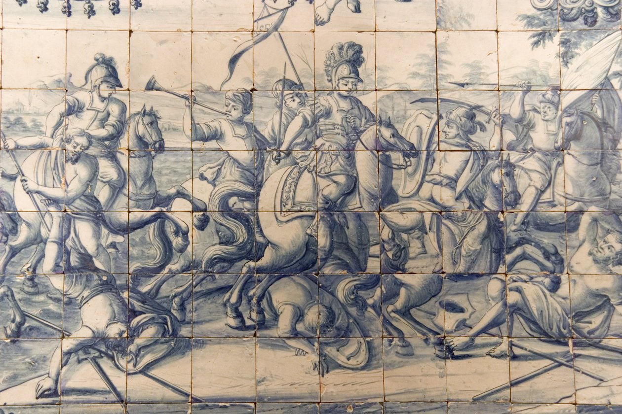 Alexander (356-323 př.nl) bojující s Peršany, kolem roku 1745 (keramika) (viz také 237499) od Portuguese School