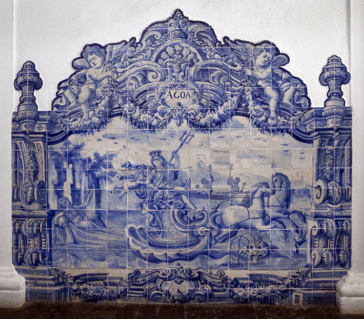 Alegorie vody - Azulejos, malovaná kamenina od Portuguese School