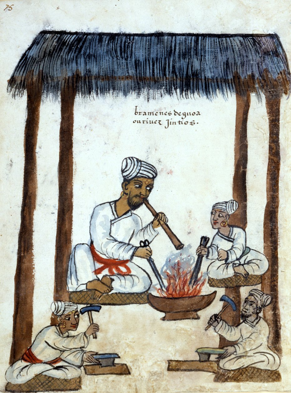 Brahman kováři (hinduistické náboženství). Portugalský rukopis 16. století. Římská bibli. casanatense od Portuguese School