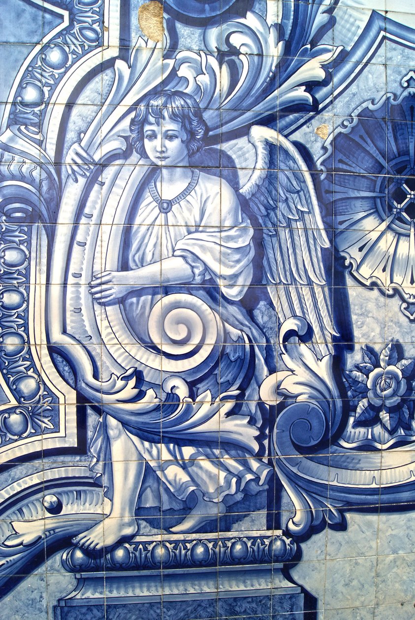 Dekorativní panel zobrazující anděla, Lamego, Portugalsko. 1738 (keramické dlaždice) od Portuguese School