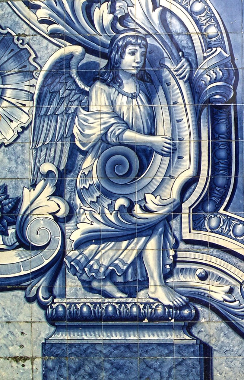 Dekorativní panel zobrazující anděla, Lamego, Portugalsko. 1738 (keramické dlaždice) od Portuguese School