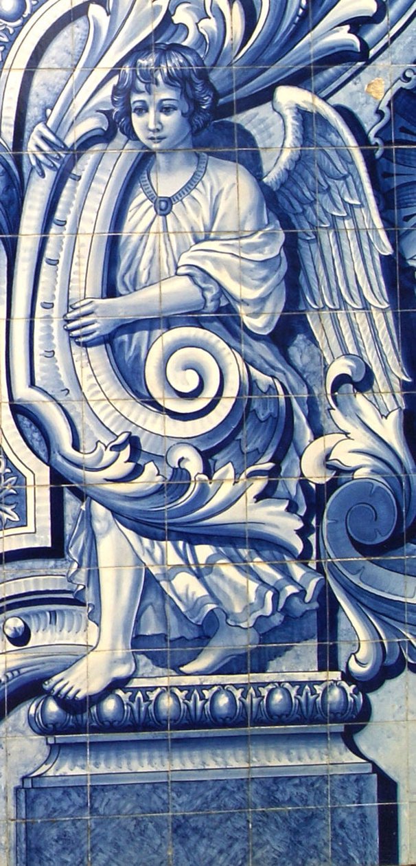 Dekorativní panel zobrazující anděla, Lamego, Portugalsko. 1738 (keramické dlaždice) od Portuguese School