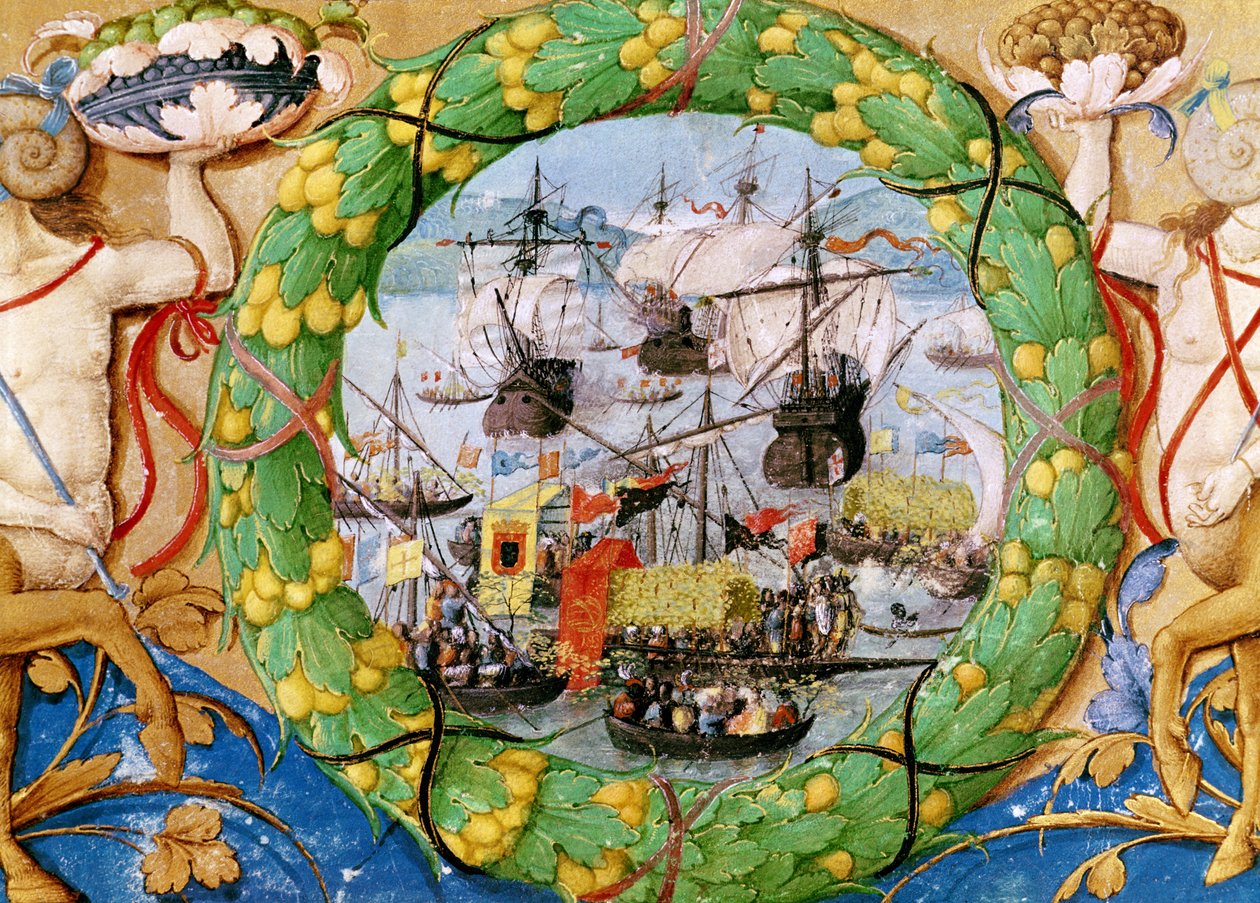 Festival portugalské flotily, ilustrace z Lettura Nova od Alema Doura, 1513 od Portuguese School