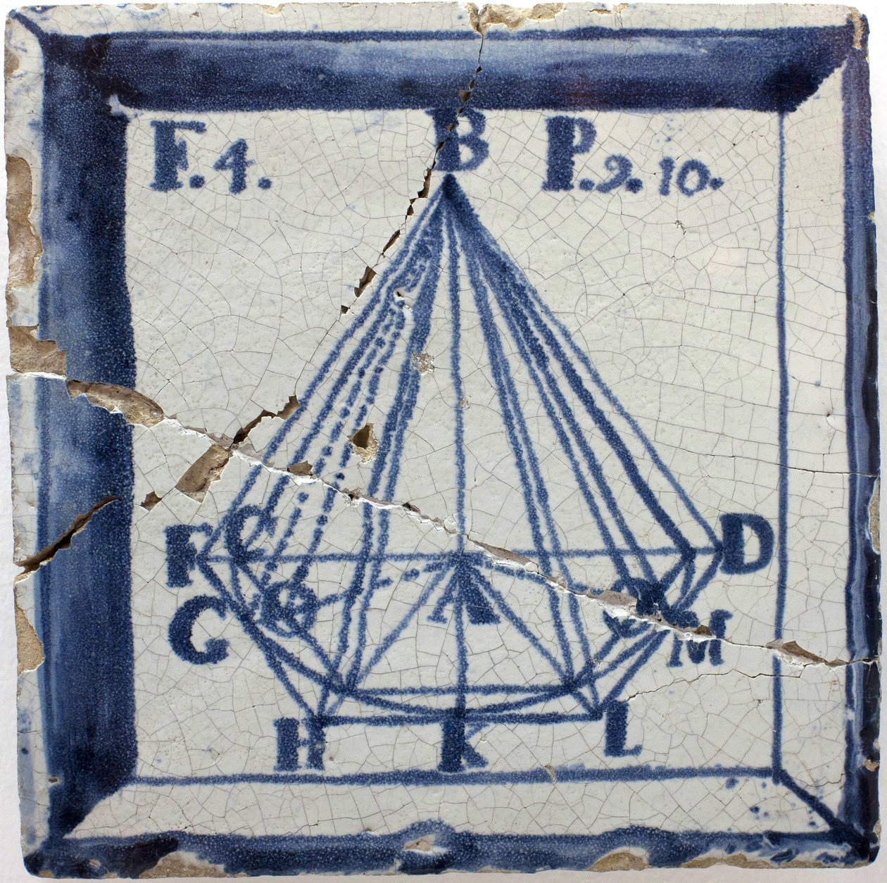 Geometrické schéma pyramidy, Cínová glazovaná kamenina, Lisabon 2. polovina 18. století - Musee national des azulejos, Lisabon (Portugalsko) od Portuguese School