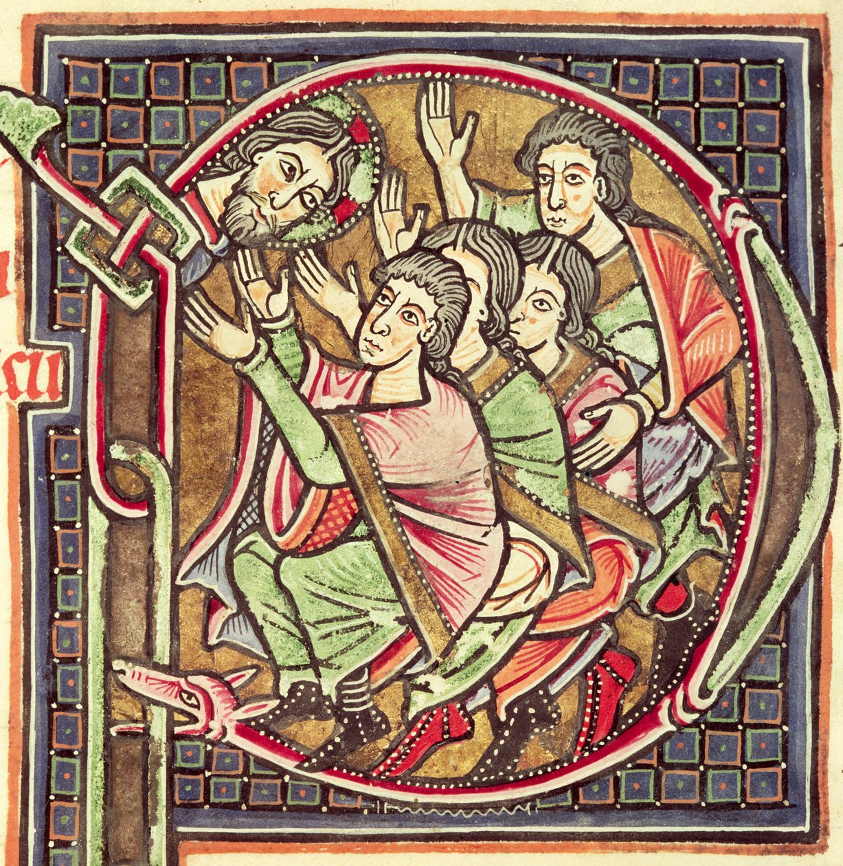 Ms 3088 fol.137r Historická iniciála P zobrazující Jozuovu smrt, z Bible, 12.-13. od Portuguese School