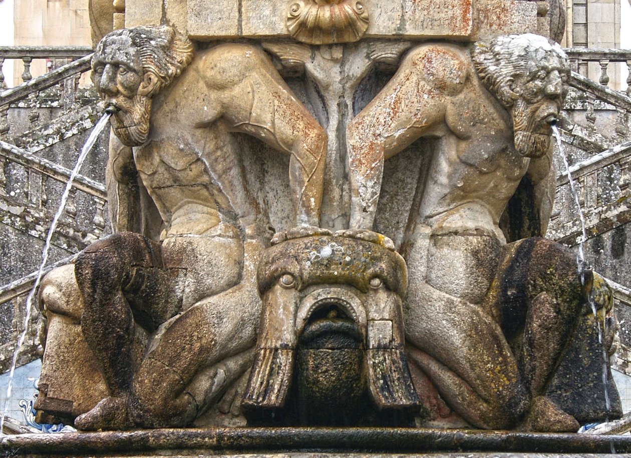 Mýtické atlanty na úpatí obelisku, Lamego, Portugalsko. 1738 (žula) od Portuguese School