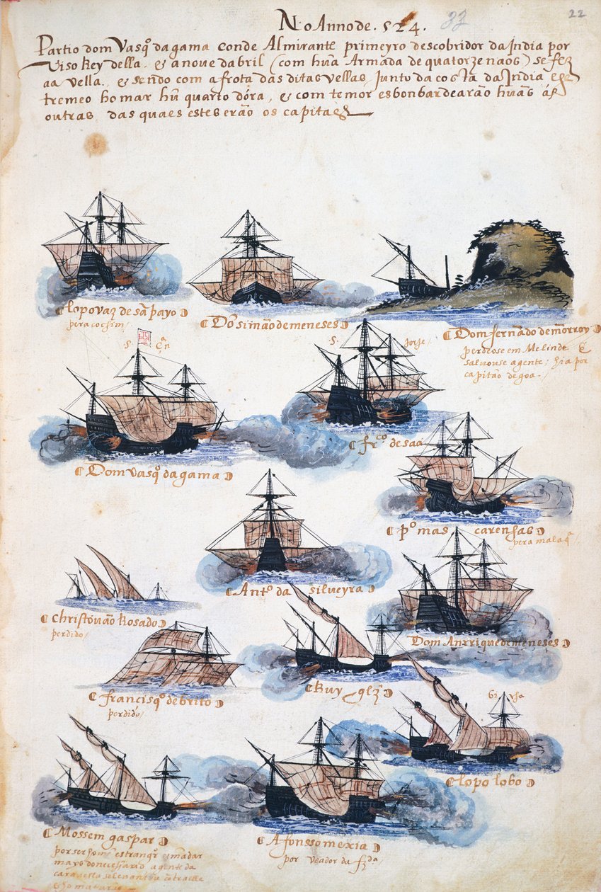 Plavby portugalské expedice Vasco da Gama od Portuguese School