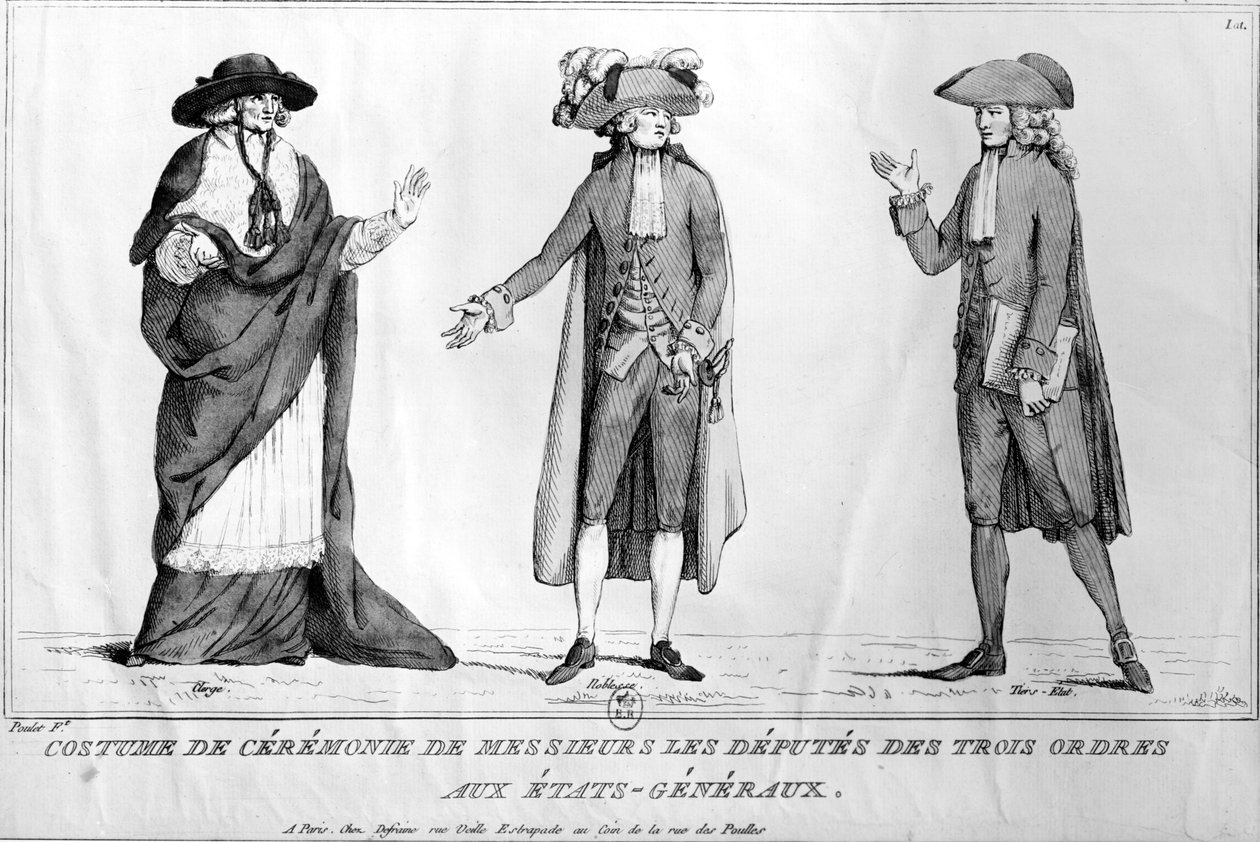 Slavnostní kostýmy zástupců Trois Ordres aux Etats-Generaux, 4. května 1789 od Poulet