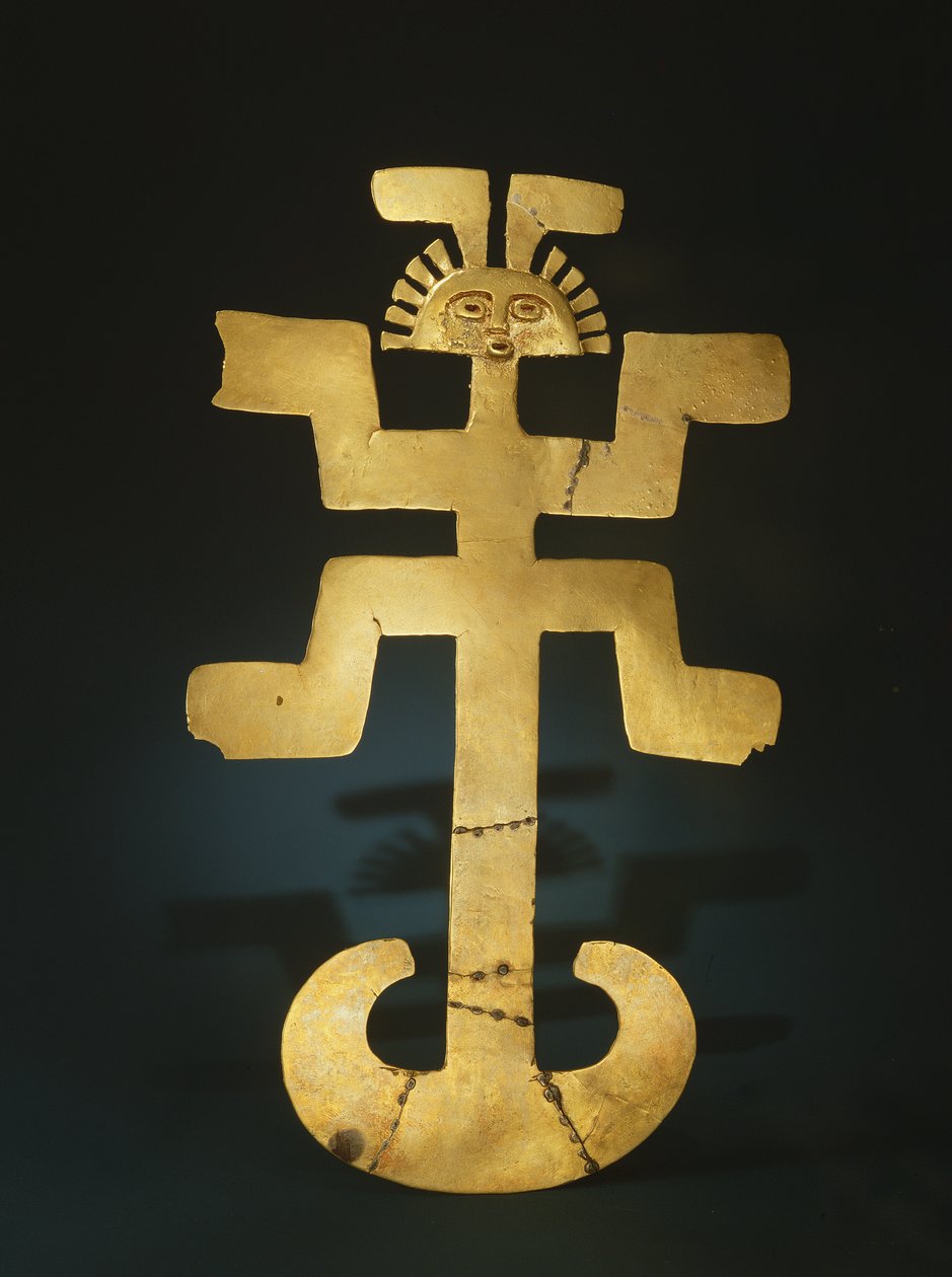 Odlévaný prsní Tumbaga, styl Tolima (zlatý) od Pre Columbian