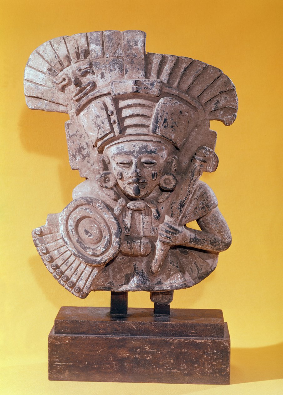 Postava bojovníka v průvodovém kostýmu, Zapotékové (terakota) od Pre Columbian