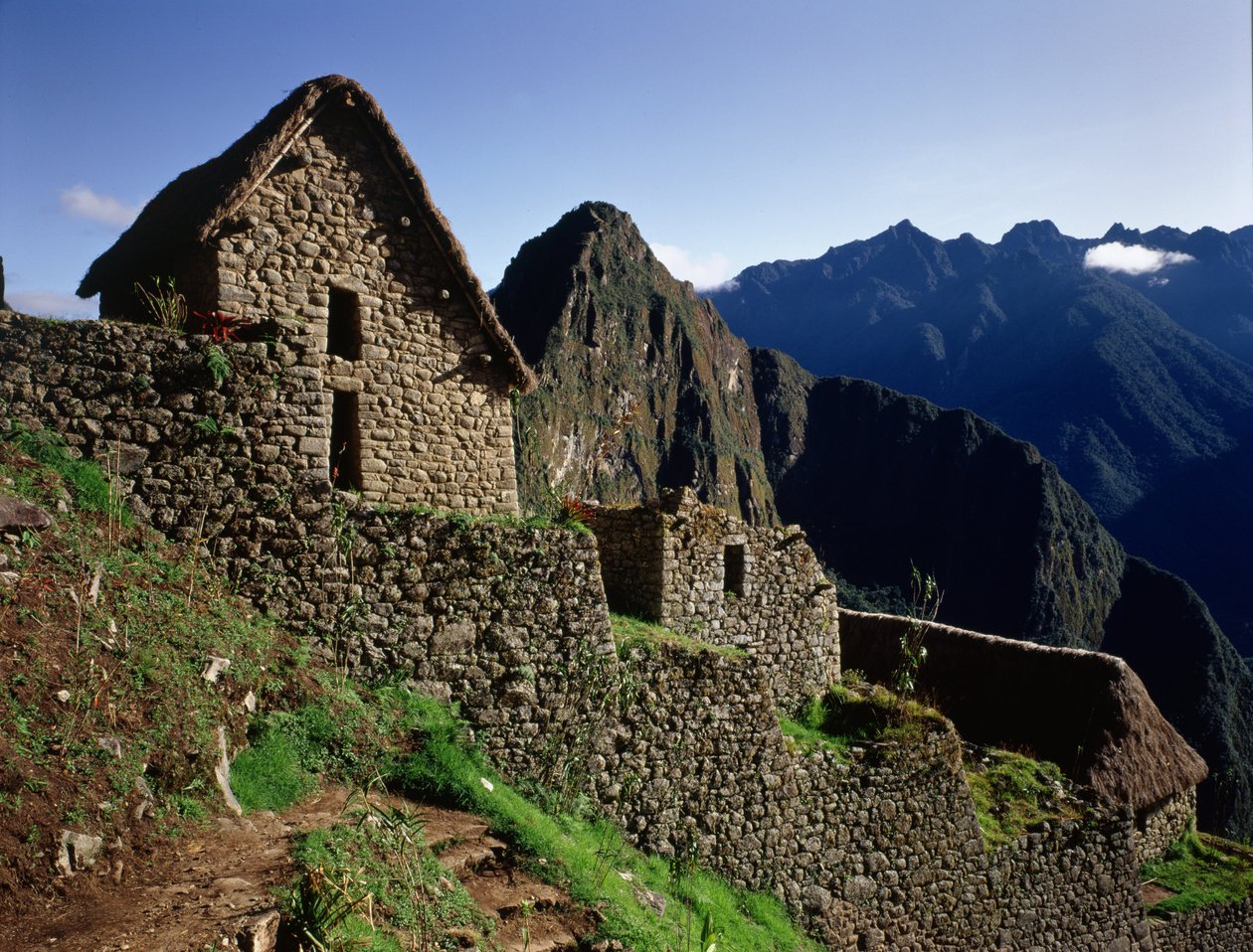 Terasové budovy v incké citadele, postavené v 15. století od Pre Columbian