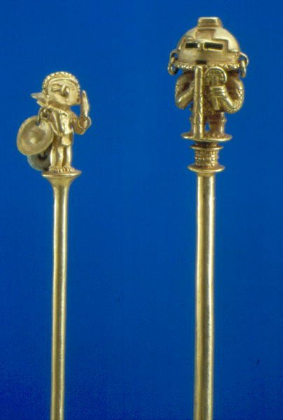 Early Calima lime dippers (lité zlato) od Pre Columbian Pre Columbian