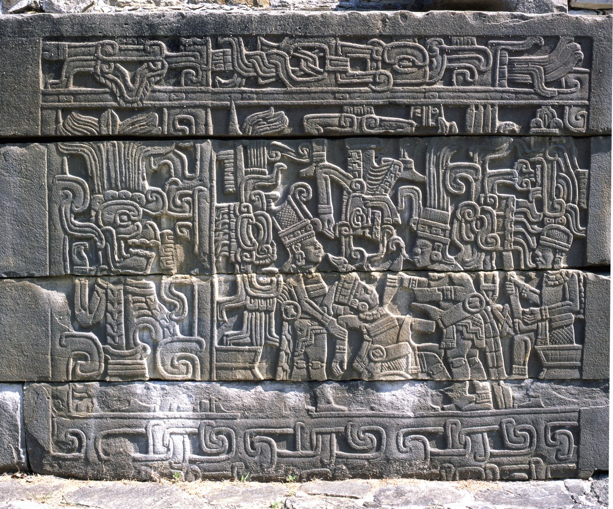 Severovýchodní reliéf, severní stěna, South Ball Court, období pozdní klasiky od Pre Columbian