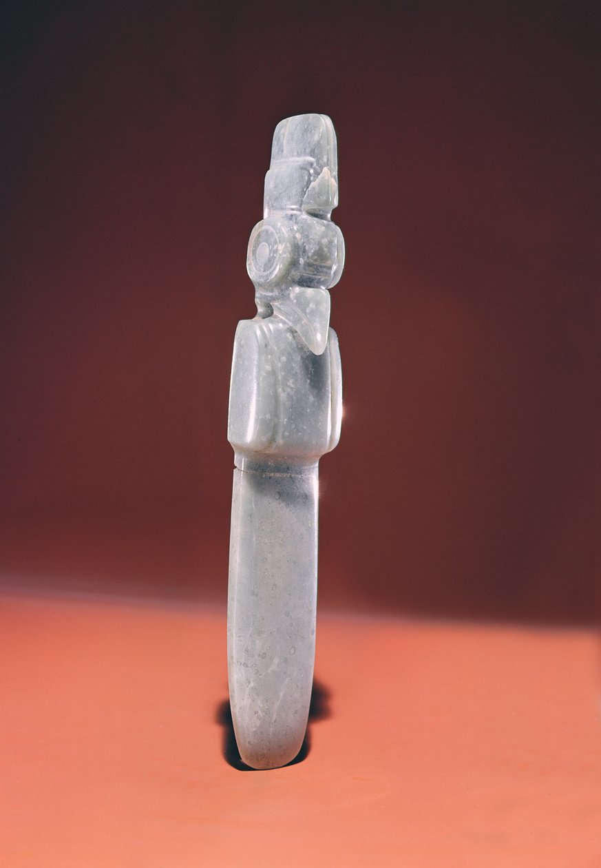 Ptačí celt špičatý, z Guacimo, oblast Linea Vieja (průsvitný modrozelený nefrit) od Pre Columbian