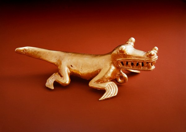 Přívěsek aligátor, Chiriqui Culture Panama (zlato) od Pre Columbian Pre Columbian