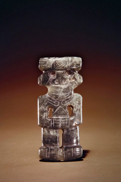 Přívěsek na figurku, z Guacimo, oblast Linea Vieja (průsvitný mořský zelený nefrit) od Pre Columbian Pre Columbian