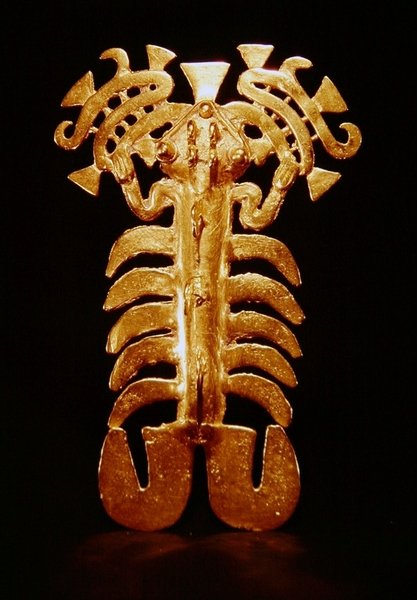Přívěsek představující mytologické zvíře, z Puerto Jimenez, poloostrov Osa, Kostarika (zlato) od Pre Columbian Pre Columbian