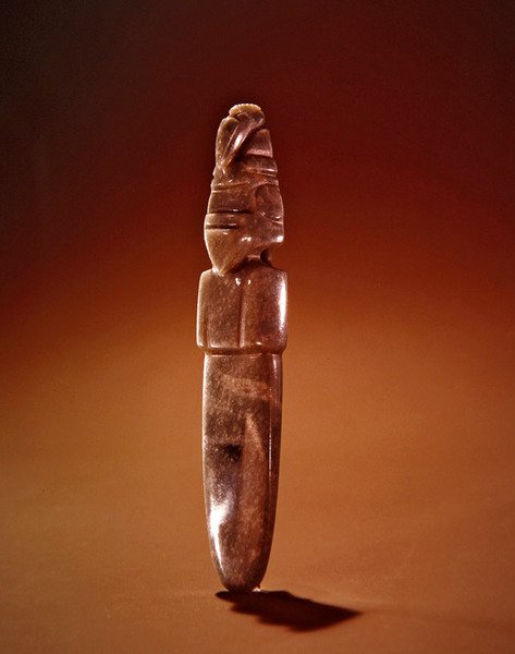 Ptačí celt špičatý, z Guacimo, oblast Linea Vieja (průsvitný modrozelený skvrnitý nefrit) od Pre Columbian Pre Columbian