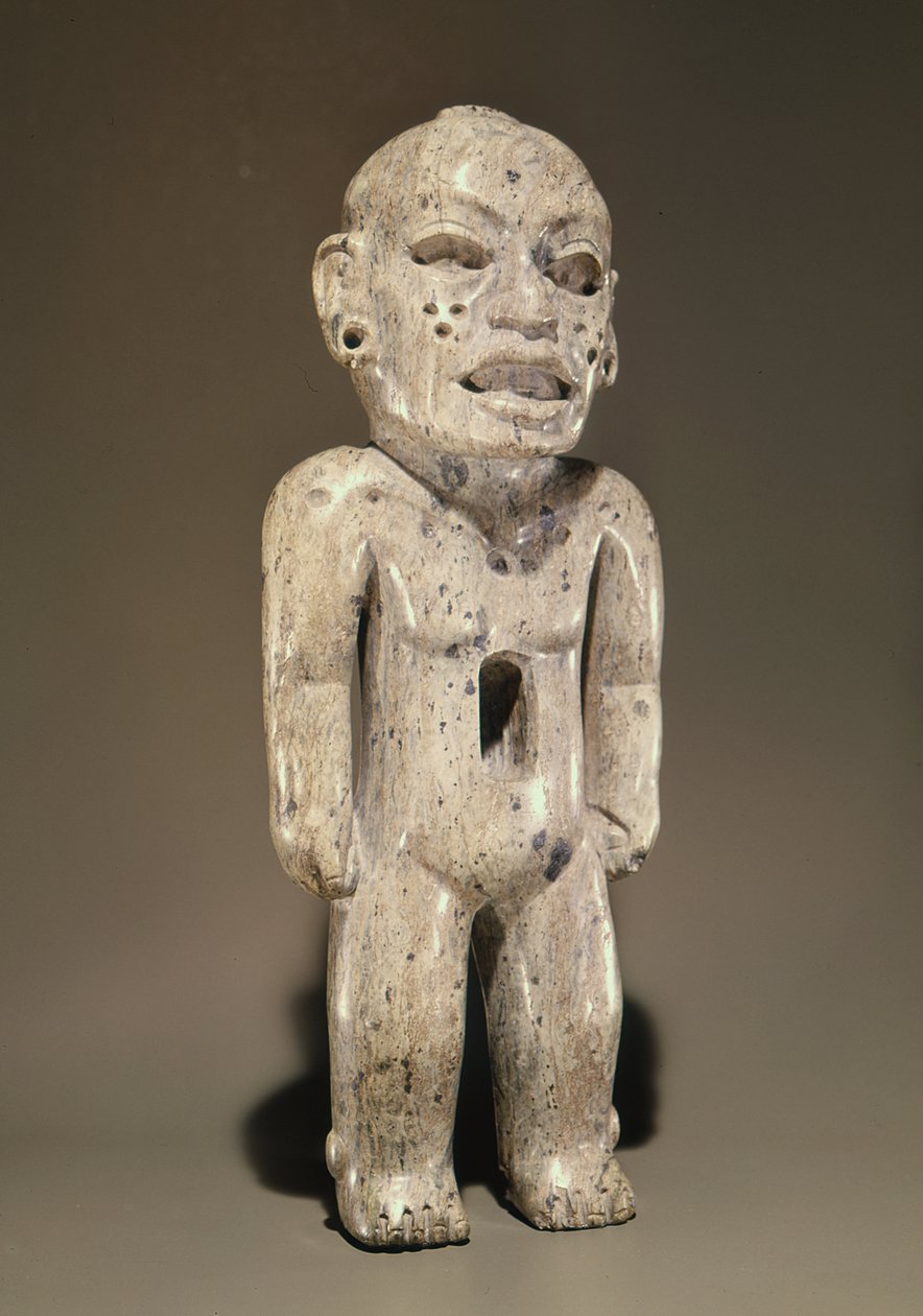 Soška představující stojící lidskou postavu, styl Teotihuacan, z Puebla, Mexiko (nefrit) od Pre Columbian Pre Columbian