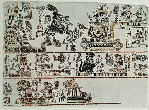 Faksimile kopie Codex Bodley, detail, c.1521 (vellum) od Pre Columbian Pre Columbian