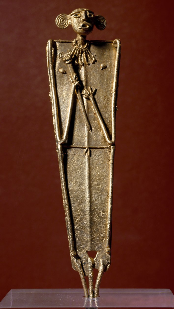 Předkolumbovské umění, civilizace Muisca: soška ženy (Tango) ve zlatě. 15.-17. století. Bogota, Museo de Oro, Kolumbie od Pre Columbian