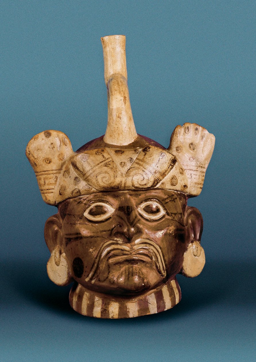 Předkolumbovská civilizace: keramická váza s portrétem, z Peru od Pre Columbian Pre Columbian