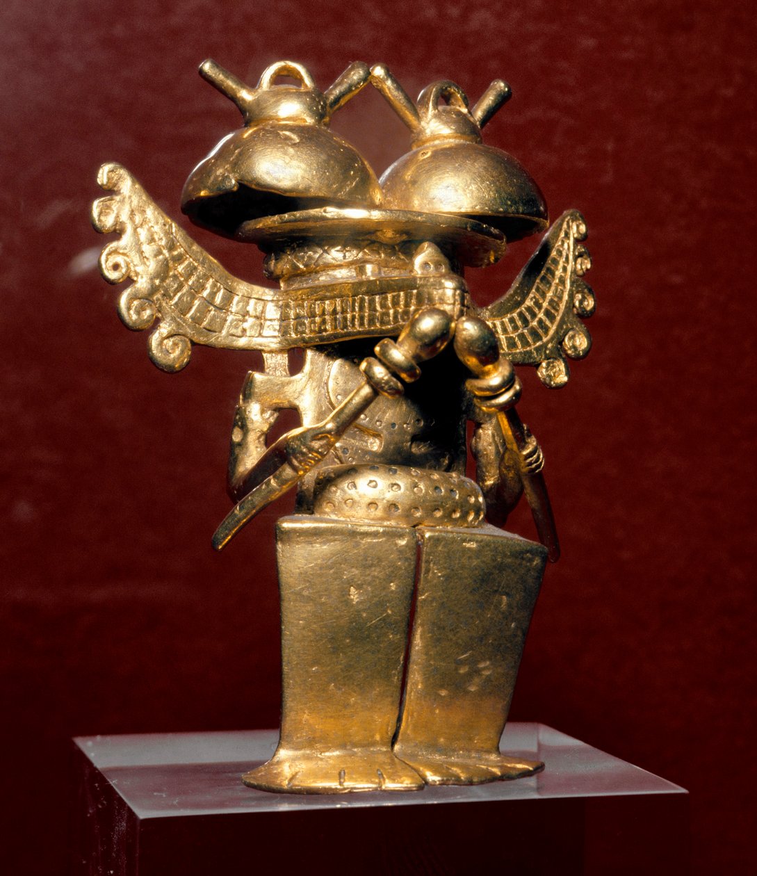 Předkolumbovské umění, civilizace Quimbaya (Kolumbie): antropomorfní soška ve zlatě. 400-1400 našeho letopočtu. Madrid, Museo de America od Pre Columbian Pre Columbian